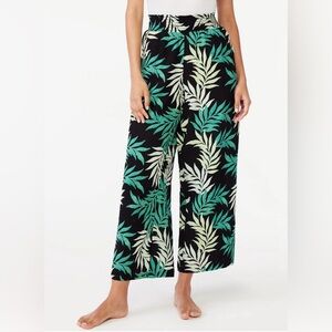 Joyspun Women's 2X (18W-20W) Gauze Sleep Cotton Pants Tropical Leafy Print